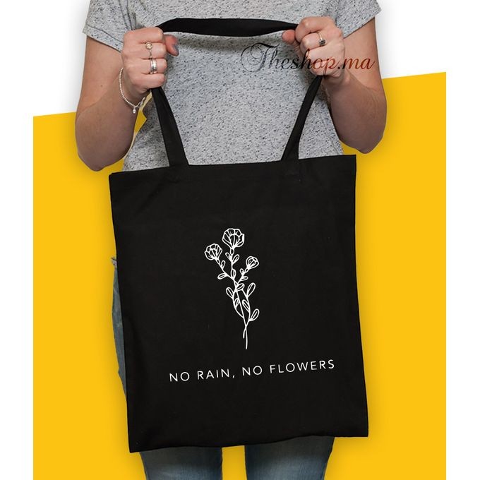 Tote Bag - No Rain, No Flowers - Noir