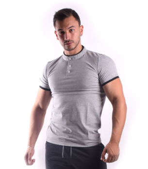 Polo Gris  - Col MAO (Chinois)