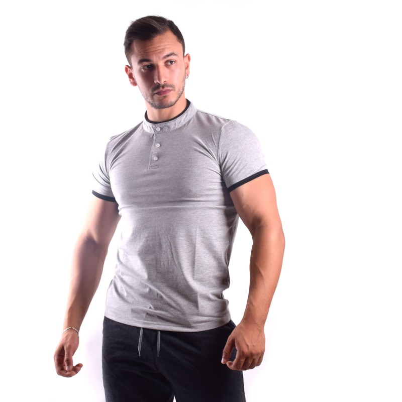 Polo Gris  - Col MAO (Chinois)
