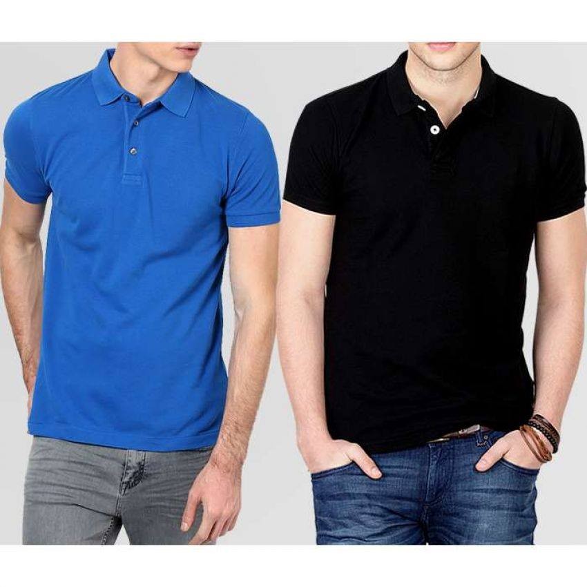 Pack 2 Polos Noir et Bleu Roi