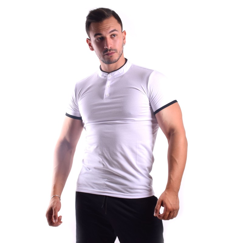 Polo Blanc  - Col MAO (Chinois)