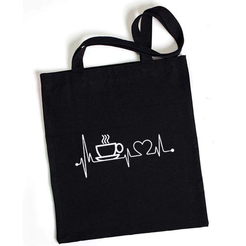 Tote Bag - Coffe Heartbeat - Noir